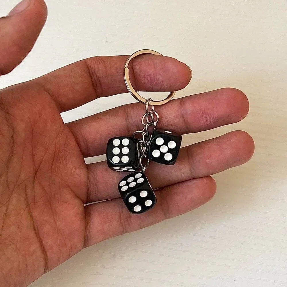 y2k 2000s black dice keyring for keychain